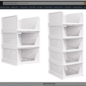 3 Pack Stackable Closet Organizer, Folding Closet Container, Plastic Storage Bas